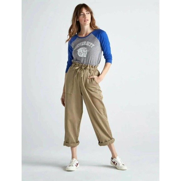 XS new LUCKY BRAND Women's University Raglan 3/4 Sleeve Tee Tiger Logo top tee - Picture 2 of 7